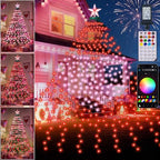 Smart Christmas Tree Lights with Star Topper, 394LED APP Control Music Sync Color Changing RGB Christmas String Lights, Cascading Twinkle Lights for Indoor Outdoor Xmas Tree Decorations by AMIPEPE