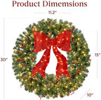Best Choice Products 30in Pre-Lit Christmas Wreath w/Berries & Pinecones, Large Artificial Indoor/Outdoor Decor for Door, Mantel w/Red Bow, Plug-in - Image 7