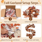 2 Pack 6 Ft Fall Garland with Lights & Timer, Thanksgiving Mantel Decor - Image 7