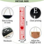 SRongmao Valentine's Day Welcome Porch Sign Love Wooden Hanging Sign Valentine's Day Front Door Sign Standing Vertical Welcome Signs for Home Front Door Yard Party Decor 8x48inch - Image 7