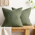 MIULEE Pack of 2 Decorative Vintage Burlap Linen Euro Sham Spring Throw Pillow Covers for Sofa Couch Bed 24x24 Inch Modern Farmhouse Pillowcase Rustic Woven Textured Cushion Cover Olive Green by MIULEE