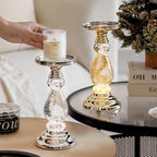 Candlestick Holders Music Water Lantern Candle Holder Home Decor for Fireplace Mantel Table Centerpieces Wedding Decor Dinner Party Festive Christmas Housewarming Gift (Silvery) - Image 4