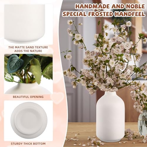 Tioncy 15 Set 5.5"*3" White Ceramic Bud Vases Bulk Boho Valentine's Day Decoration Centerpieces Small Flower White Ceramic Vases for Dry Flowers Pampas Grass Home Wedding DIY Table Decor - Image 4