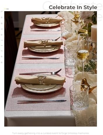 Leetaltree Woven Vinyl Placemats Set of 12,Pink Iridescent - Image 5