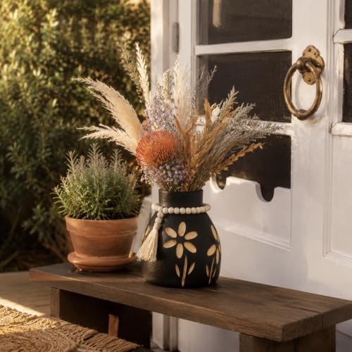 Living Room Decor Flower Vase，Black Farmhouse Wood Vases Aesthetic,Office Flower Pot for Desk, Rustic Coffee Table Bookshelf Laundry House Decorations,Kitchen Decor and Accessories - Image 7