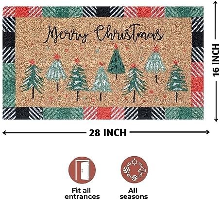 Folkulture Christmas Door Mat Outdoor, Eco Friendly Christmas Door Mats for Front Door, 28 X 16 Inch Welcome Matt or Doormat for Home Entrance, Durable & Anti Slip Coir Door Mats - Merry Christmas - Image 2