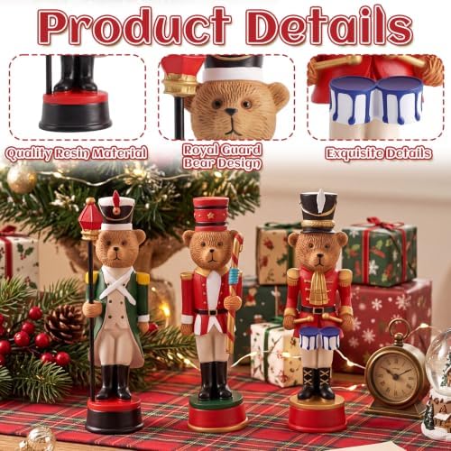 Simgoing 3 Pcs Vintage Christmas Nutcracker 5 in Bear Nutcracker Figurine - Image 3