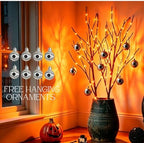 Hairui Lighted Halloween Tree Branches with Timer 32IN 100L Orange Fairy Lights, Black Twig Branch Lights Battery Operated or Indoor Outdoor Halloween Party Decoration - Image 3