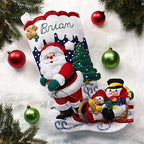 Bucilla Felt Applique 18" Stocking Making Kit, Sledding with Santa, Perfect for DIY Arts and Crafts, 89477E - Image 2