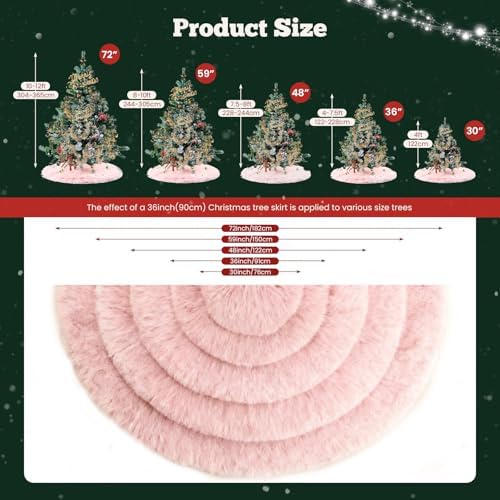 iMucci 30inch Christmas Tree Skirt Wool Fur Pink Tree Skirt Small Tree Skirts Pink Trees Skirt Holiday Party Decoration - Image 6