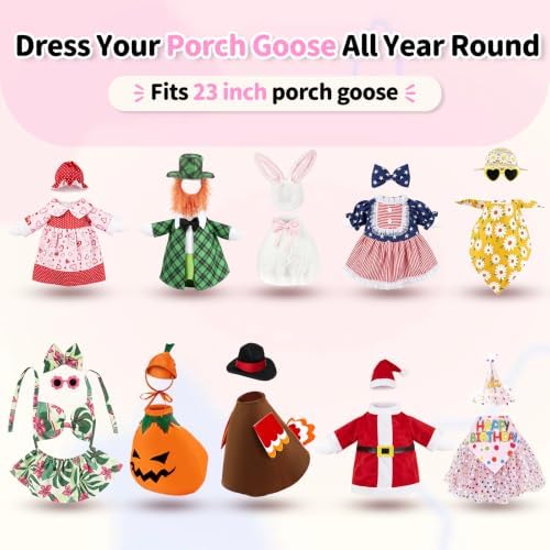 10 Set Porch Goose Outfits Seasonal Holiday Goose Clothes for 23" Goose - Image 2