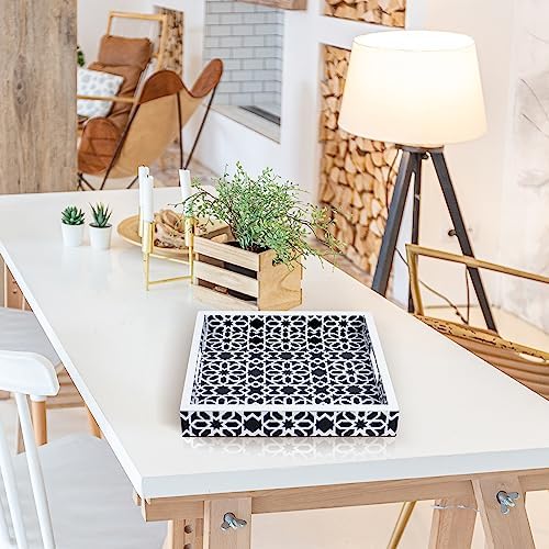 Handicrafts Home Resin Inlay Decorative Serving Tray for Centerpiece, 12x12 - Image 5