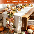 6FT Lighted Handcrafted Fall Garland, 30 LED Lights & 8-Mode Auto Timer - Image 7