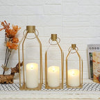 Gold Metal Candle Lanterns Set of 3, Tall Decorative Pillar Candle Holders for Indoor Outdoor Farmhouse Home Decor for Table Centerpiece, Porch, Fireplace, Weddings, Christmas (No Glass, No Candles) - Image 5