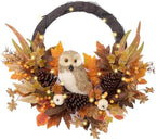 Valery Madelyn 24'' Collapsible Fall Wreath for Front Door with Owl Pumpkin by ValeryMadelyn