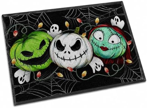 Pycat Halloween Doormat 32x48in Spooky Pumpkin Faces Ghost Spiderweb String by Pycat