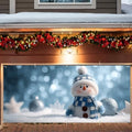 Christmas Garage Door Banner 7x16FT Snowman Winter Scene, Cute Holiday Garage Door Cover for Outdoor Xmas Decorations & Driveway Displays by ANNAQUEEN