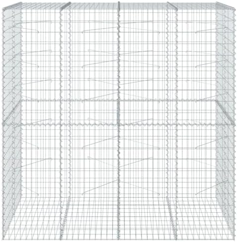 vidaXL Gabion Basket with Cover 78.7"x39.4"x78.7" Galvanized Iron - Image 5