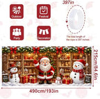 7x16FT Christmas Santa Claus Snowman Garage Door Cover Decorations Merry Christmas Garage Door Banner for Outdoor Indoor Christmas Decorations Party Photography Backdrop - Image 2