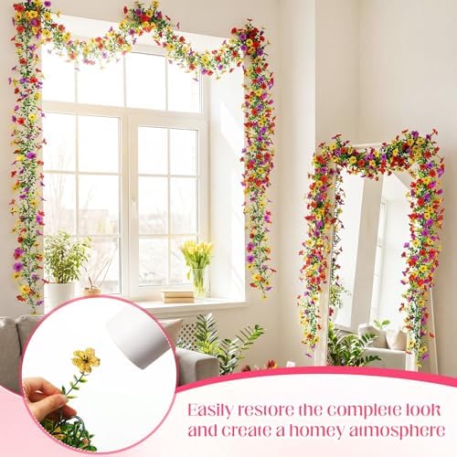 8 Pcs 6 ft Artificial Flowers Wisteria Garland, Multicolor - Image 6