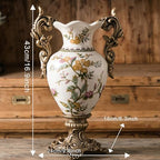 Tall Table Modern Vase,Large Ceramic Flower Vases for Shelf Home Decor,Creative Classic Pink Vase 16.5 inch,Sophisticated Vessel for Decorative Branches and Dried Flower. (Floral Fruity) - Image 2