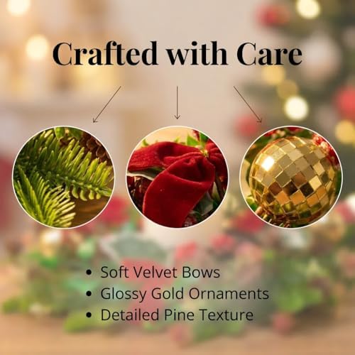 MOYEE Christmas Candle Holder Wreath Single 14 inch, Christmas Candle Ring - Image 2