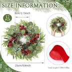 12 Pcs 9 Inch Christmas Artificial Wreaths for Kitchen Cabinet Norfolk Pine Garland with Red Berries Pinecones Wreaths Swags Snowy Pine Candle Rings Holder for Christmas Decorations Table Centerpiece - Image 3