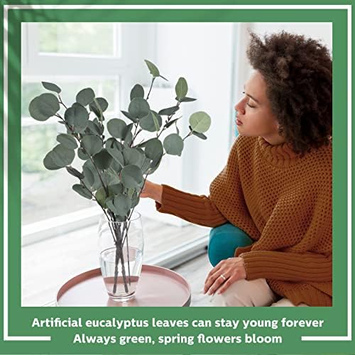 Waydress 20 Pcs Artificial Eucalyptus Stems Fake Bulk for Wedding Decor - Image 5
