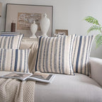 Cethom Navy Blue Boho Throw Pillow Covers 22x22 Inch Set of 2, Stripe Textured Decorative Couch Pillow Cases for Bed, Sofa, Living Room, Bedroom, Farmhouse Home Accent Cushion Covers - Image 2