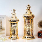 TRIROCKS Ramadan Lanterns Set of 2 10" &12.5" Gold Electric Candle Holders with Timer, Metal Decorative Vintage Lanterns for Indoor/Outdoor Decor, Perfect EID Mubarak Gift - Image 3