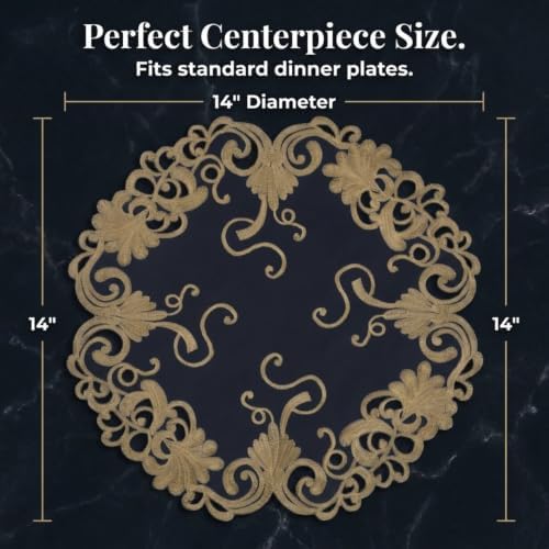Decozen Set of 8 Doilies for Table, Lace Doilies - Rustic, Crochet, Farmhouse, Kitchen, Round Christmas Placemats - Dining Table Centerpiece Decor - 15 inch Gold Blue, The Vintage Opulence Collection - Image 7