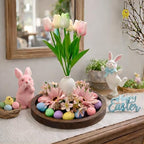 Easter Table Centerpiece with Ceramic Vase and Wood Tray, Easter Egg Table Decor and Pastel Wreath for Dining Room Table,Easter Table Artificial Flower Tulip Decor and Spring Decor (Ceramic Vase) - Image 4