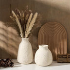 Ceramic Vase Set of 2 for Home Decor, Handcrafted Sesame Dot White Rustic Terracotta Vases, Vintage Farmhouse Decor, Minimalist Decorative Vases for Table Centerpiece Fireplace Nightstand Decoration - Image 4