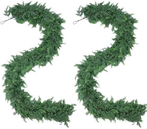 Rowfad 9Ft Cedar Pine Garland for Mantle Christmas Decorations, 2 Set - Image 2