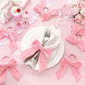 Maxdot 24 Pcs Bow Napkin Rings Set, Velvet Napkin Holders Buckles 4 x 4.9 Inch Serviette Rings for Family Dinner, Wedding, Party, Banquet, Table Decorations (Bright Pink) by Maxdot