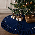 Nevy Velvet Christmas Tree Skirt with Ruffled Edge&Pearl,60" by DegGod