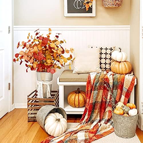 Agusbagli 12 Pcs Artificial Eucalyptus Leaves 28'' Tall Fall Flowers Leaf Greenery Stems Autumn Decorations for Home Wedding Centerpieces Thanksgiving Floral Arrangements - Image 5