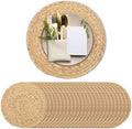 Kochorie Set of 24 Round Woven Placemats 12-Inch Natural Water Hyacinth Plant Placemats Hand-Woven Boho Rattan Placemat Wicker Weave Table Mats for Home Dinner Plates Holiday Supplies by Kochorie