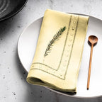 100% Pure Linen Napkins Yellow with Embroidered Dot Set of 4, 18 x 18 Inch - Image 3