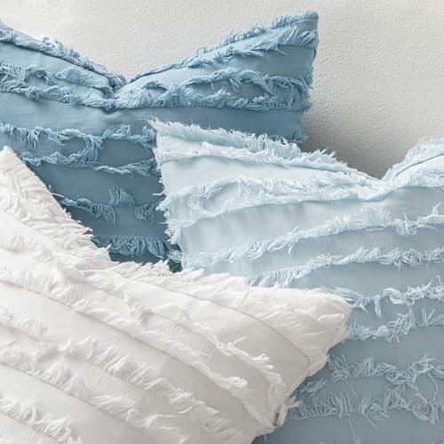 MIULEE Boho Linen Striped Throw Pillow Covers 20x20, White - Image 2