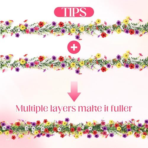 8 Pcs 6 ft Artificial Flowers Wisteria Garland, Multicolor - Image 4