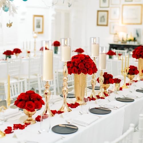 Shihanee 240 Pcs Pillar Candles & Glass Cylinder Holders Set,Ivory White - Image 5