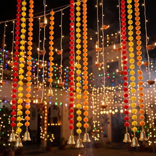 12 Pcs 4 ft Diwali Marigold Garland Decorations Indian Artificial Flowers - Image 5