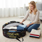 Happy New Year Round Storage Bag 36 Inch, Celebrate Firework Colored Ribbon Clothes Storage Container with Handles Heavy Duty Organizer for Comforter, Bedding & Holiday Wreaths - Image 3