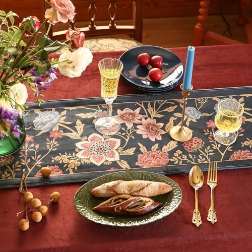 Patdrea Designer French Velvet Table Runner,12"X71"-Oldgarden A - Image 3