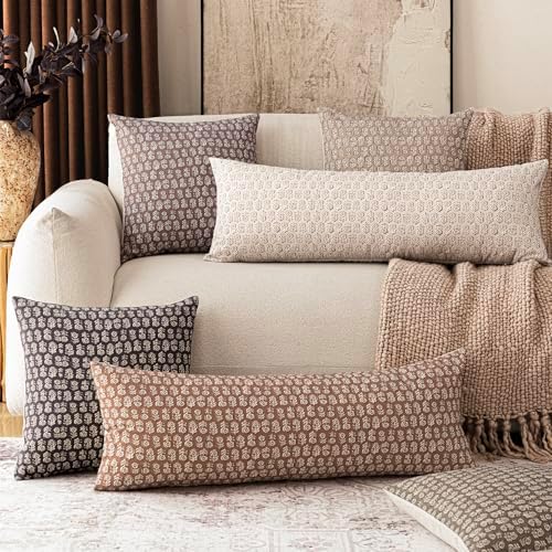 Foindtower Long Floral Print Lumbar Throw Pillow Covers 14×36 Inch,Wine Red - Image 7