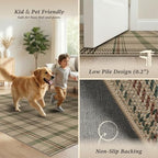 JTJ Easy Jute Kitchen Runner Rug 2'6" x 8', Sage Green & Beige Plaid - Image 6