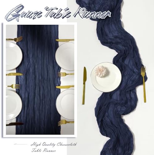 15 Pack Navy Blue Cheesecloth Table Runner 17 x 108 inch Cheese Cloth Table Runners 9ft Blue Table Runner Rustic Romantic Sheer Gauze Runner for Wedding Party Baby Shower Table Decoration - Image 6