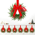 6 Pcs Mini Wreaths for Cabinets with Bow, Realistic Small Christmas Wreath by Yastouay