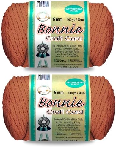 Pepperell Crafts Bonnie Braid Macrame Cord | 6mm x 100yd Rust (Value 2-Pack) | Twisted Polypropylene Cord for DIY Crafts, Plant Hangers, Wall Hangings, Crochet & Macrame | Long-Lasting, Vibrant Color by PepperellCrafts